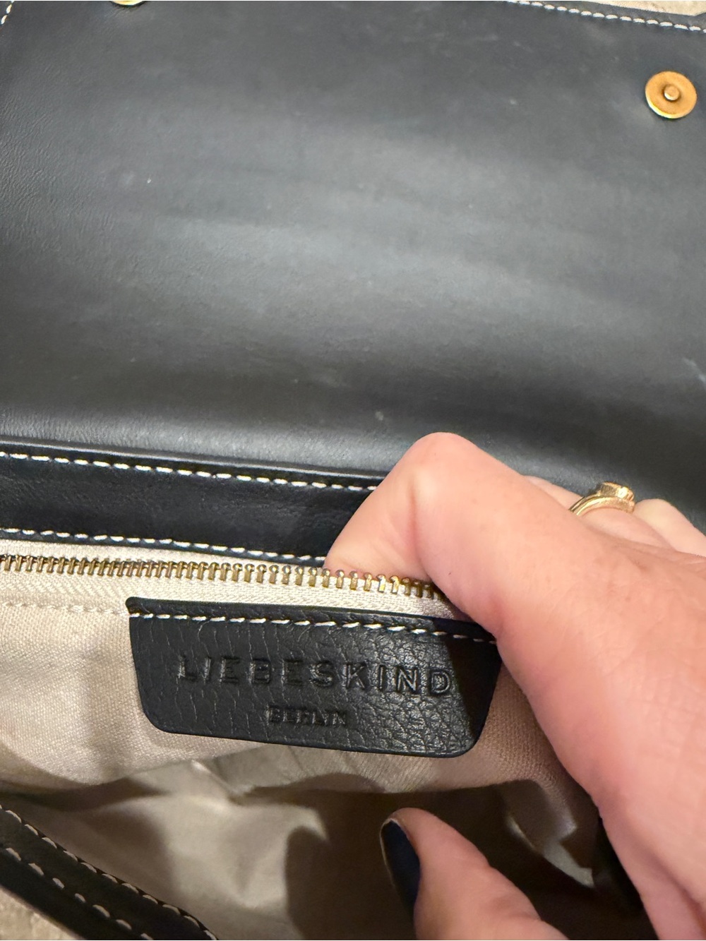 Liebeskind Tan Leather Crossbody with Gold Logo - Picture 5 of 9